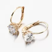 Dámske náušnice žlté zlato 585 zirkón - korunky 663P-120658