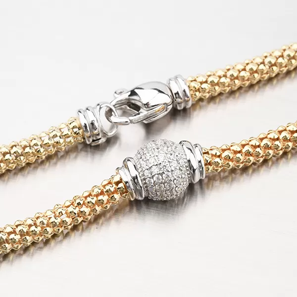 Pozlátený strieborný náhrdelník so zirkónmi N1900542-2196-SLX