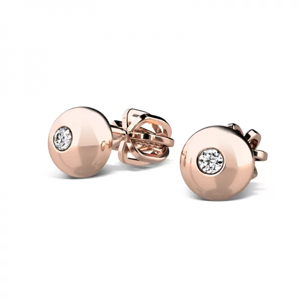 Zlaté náušnice kôstky s diamantmi 140008-CV-DIA