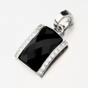 Strieborný prívesok s čiernym kryštálom a so zirkónmi PKL-3069