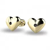 Zlaté náušnice srdiečka s čiernymi zirkónmi 140019-ZL-ZIR-Black