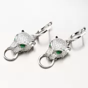 Strieborné náušnice v tvare tigra so zirkónmi PKL-2106