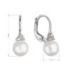 Zlaté 14 karátové náušnice biele zlato s riečnou perlou a tromi zirkónmi 81PZ00024