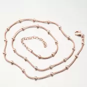 Strieborný náhrdelník v ružovej farbe zlata N2100004-0850-SLX