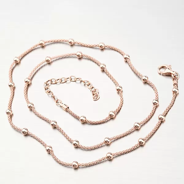 Strieborný náhrdelník v ružovej farbe zlata N2100004-0850-SLX