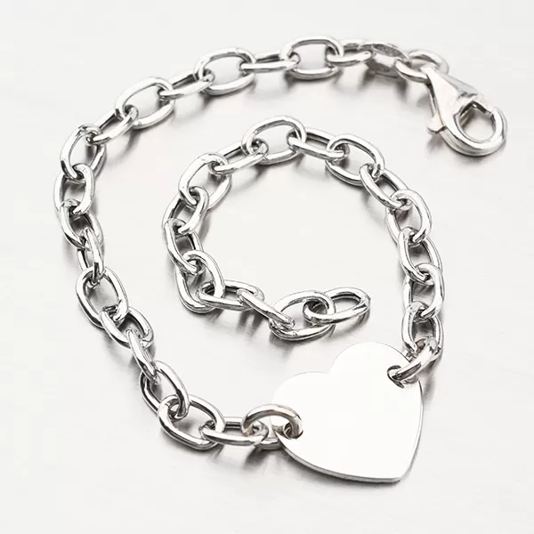 Strieborný náramok so srdcom s možnosťou rytiny B1703328-1264-SLX