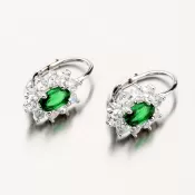 Náušnice zo striebra so zeleným zirkónom PKL-2100
