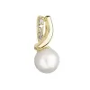 Zlatý 14 karátový prívesok žlté zlato s bielou riečnou perlou a zirkónmi 94PZ00006