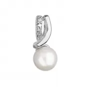 Zlatý 14 karátový prívesok biele zlato s riečnou perlou a zirkónmi 84PZ00006