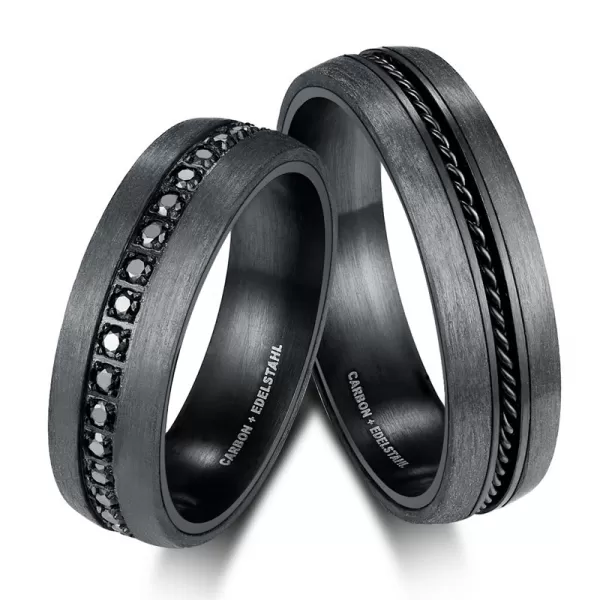 Oceľové snubné prstene s karbónom SP-CA-001