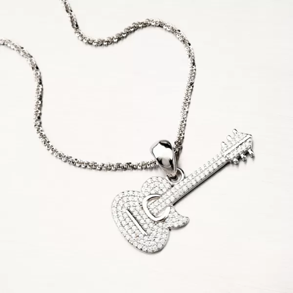 Strieborný prívesok elektrická gitara so zirkónmi PKL-3107