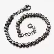 Čierny strieborný náramok brúsený B2501149-0493-SLX