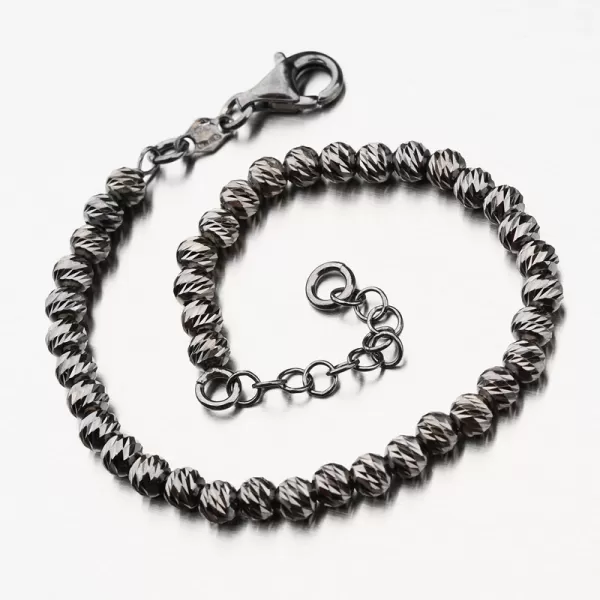 Čierny strieborný náramok brúsený B2501149-0493-SLX