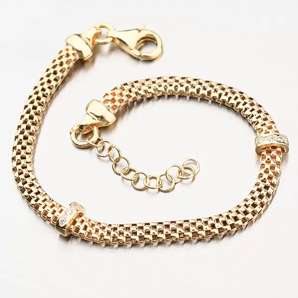 Pozlátený strieborný náramok so zirkónmi B1400707-1264-SLX