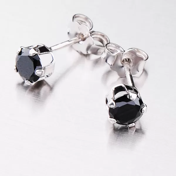 Strieborné náušnice kôstky s čiernym zirkónom E1400234-0851-SLX