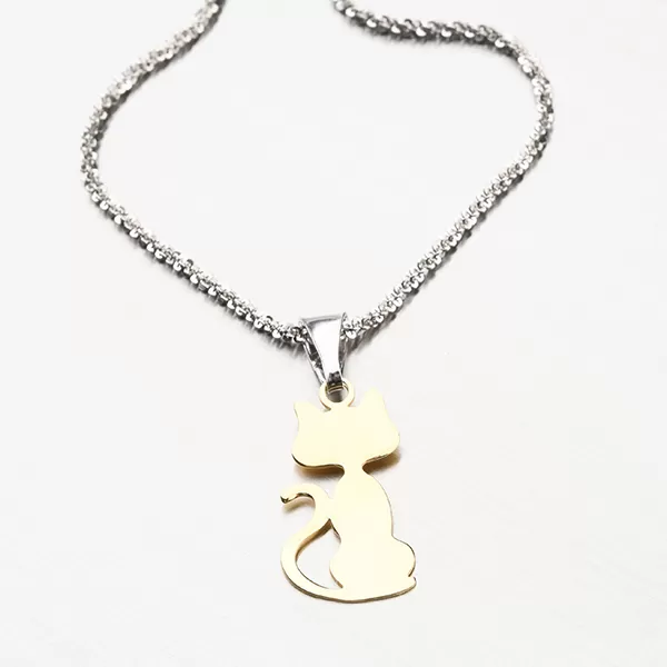 Strieborný prívesok v tvare mačky s pozlátením P1400167-1507-SLX