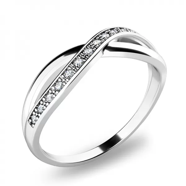 Prsteň s briliantmi z bieleho zlata 140013B-DIA