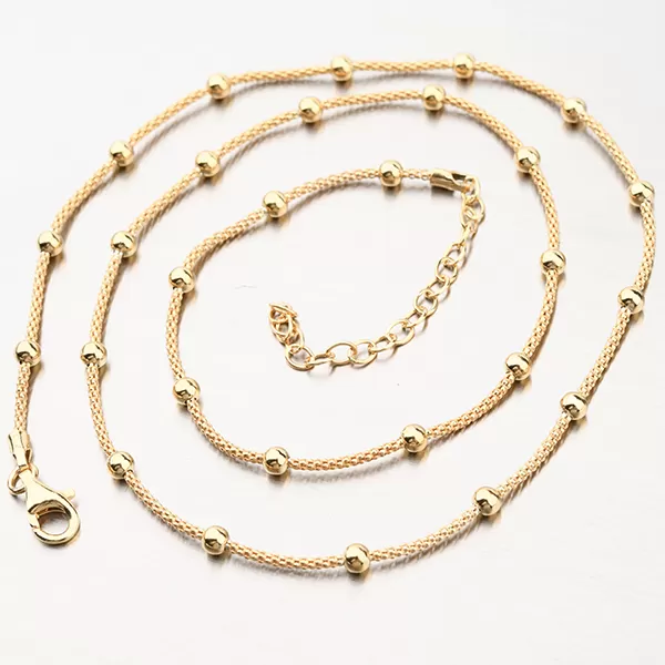 Pozlátený strieborný náhrdelník s korálkami N2100005-0850-SLX