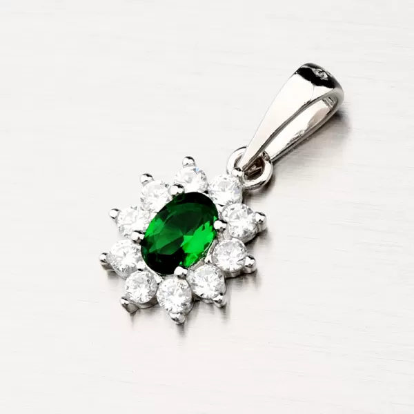 Strieborný prívesok so zeleným zirkónom PKL-3117