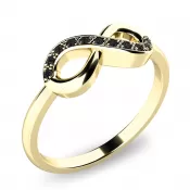 Prsteň s čiernymi briliantmi zo žltého zlata - infinity 140007 ZL-DIA-Black
