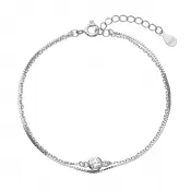 Strieborný náramok dvojitá retiazka so zirkónom 63006