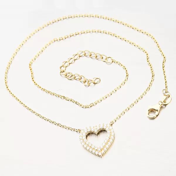 Pozlátený strieborný náhrdelník so srdcom N2100513-1905-SLX