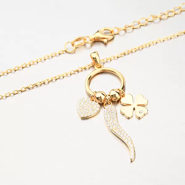 Pozlátený strieborný náhrdelník s príveskami N2100512-1905-SLX