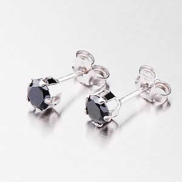 Strieborné náušnice kôstky s čiernym zirkónom E1400234-0851-SLX