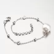 Strieborný náramok s perlom a zirkónmi B2202681-0398-SLX