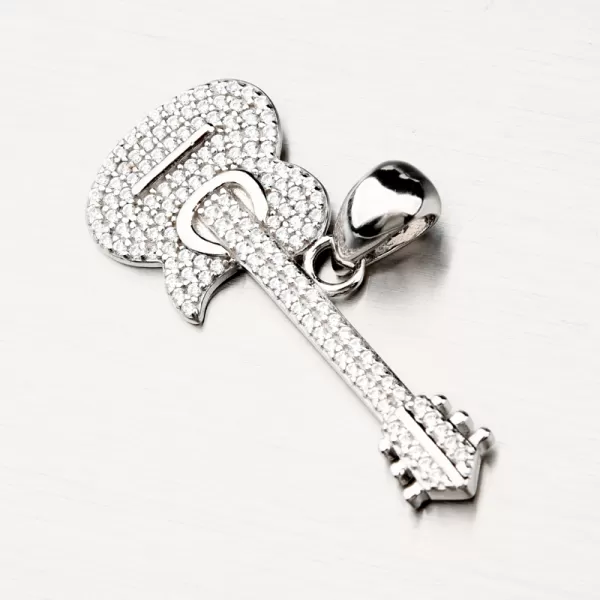 Strieborný prívesok elektrická gitara so zirkónmi PKL-3107