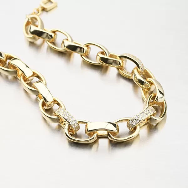 Pozlátený strieborný náramok so zirkónmi B1901558-1905-SLX