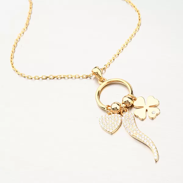 Pozlátený strieborný náhrdelník s príveskami N2100512-1905-SLX