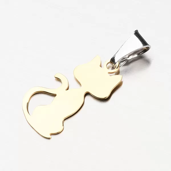 Strieborný prívesok v tvare mačky s pozlátením P1400167-1507-SLX