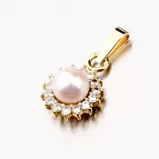 Zlatý prívesok s perlom a zirkónmi 352p-30104