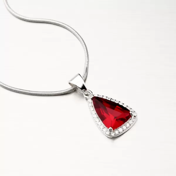 Strieborný prívesok s červeným zirkónom PKL-3103