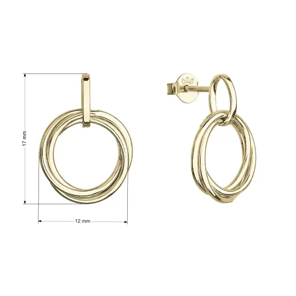 Pozlátené náušnice tri krúžky 61010 Au plating