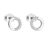 Strieborné náušnice pecka so zirkónom biele okrúhle 11122.1