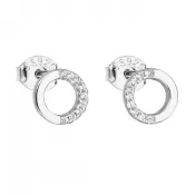 Strieborné náušnice pecka so zirkónom biele okrúhle 11122.1