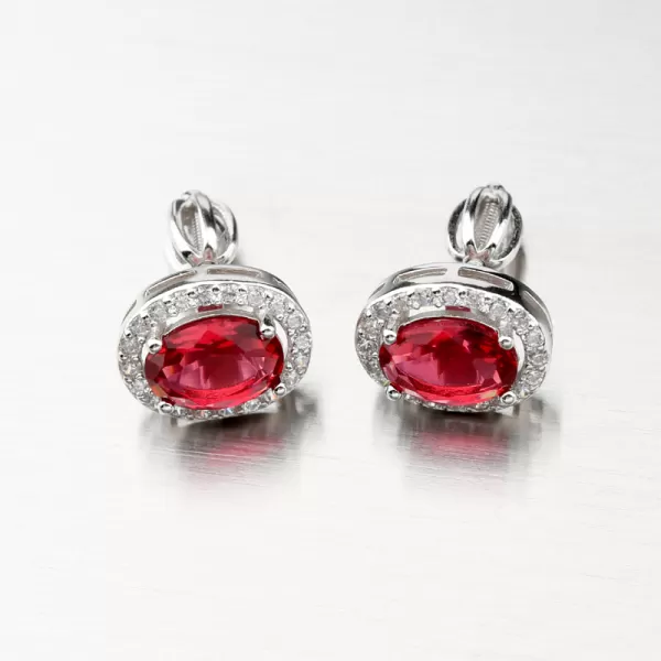 Strieborné náušnice kôstky s červeným zirkónom PKL-2092