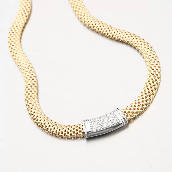 Pozlátený strieborný náhrdelník so zirkónmi N1902536-2196-SLX