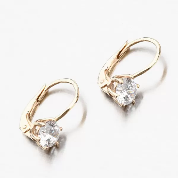 Zlaté náušnice korunky so zirkónmi 663P-120683