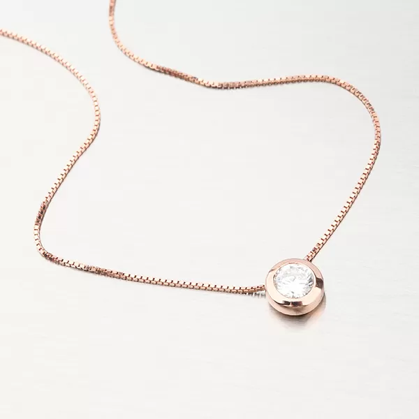 Ružovým zlatom pozlátený náhrdelník so zirkónom N1400019-0871-SLX