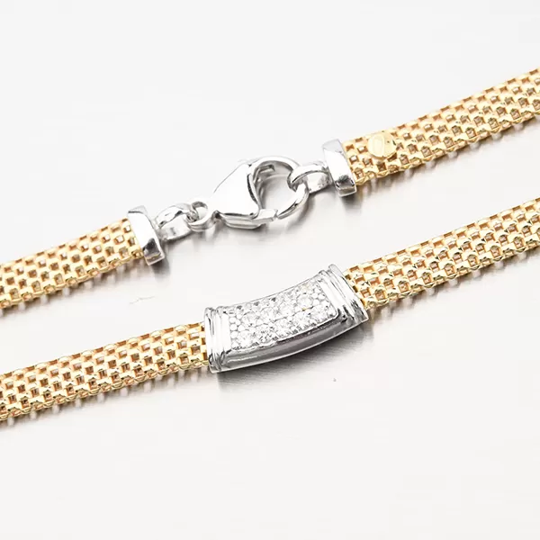 Pozlátený strieborný náhrdelník so zirkónmi N1902536-2196-SLX