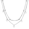 Strieborný náhrdelník dvojradový malé placky a guličky 62007