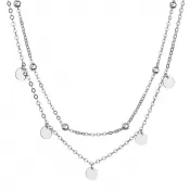 Strieborný náhrdelník dvojradový malé placky a guličky 62007