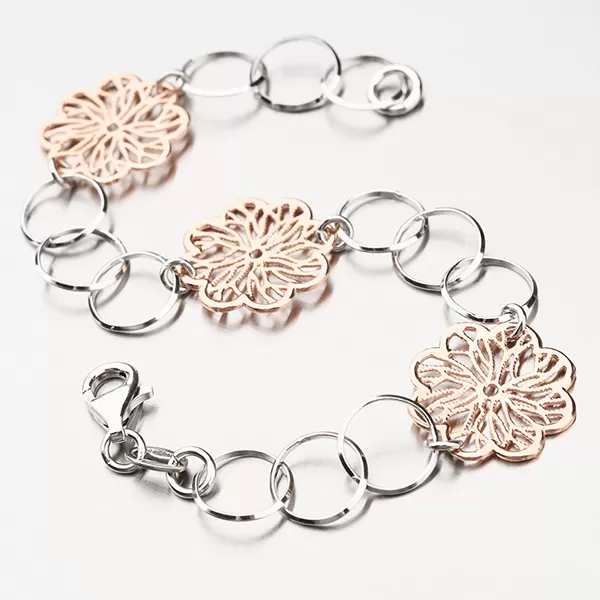 Strieborný náramok s kvietkami 92003043-73-SLX