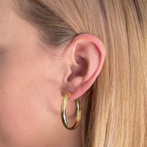 Pozlátené náušnice veľké široké kruhy 61011 Au plating