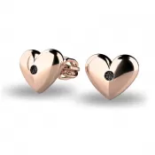 Zlaté náušnice srdiečka s čiernymi diamantmi 140019-CV-DIA-Black