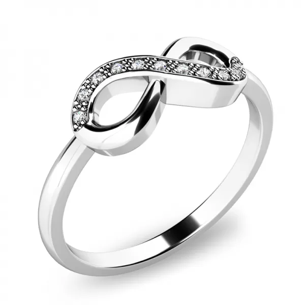 Prsteň s briliantmi z bieleho zlata - infinity 140007B-DIA