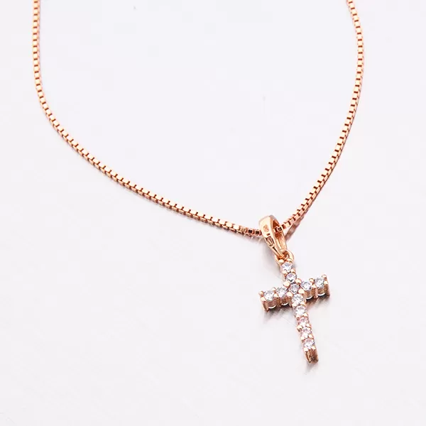 Zlatý kríž so zirkónmi z oboch strán 53DZ-60100CV-ZIR